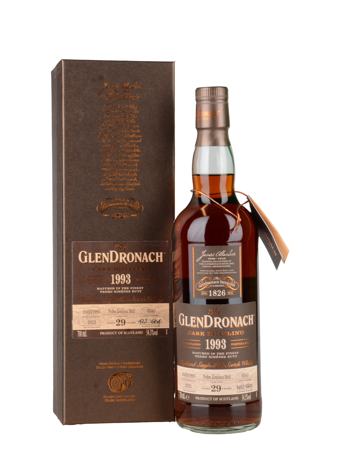 GlenDronach 1993 Single Cask #6343 PX Butt 29 yo Single Malt Scotch Whisky